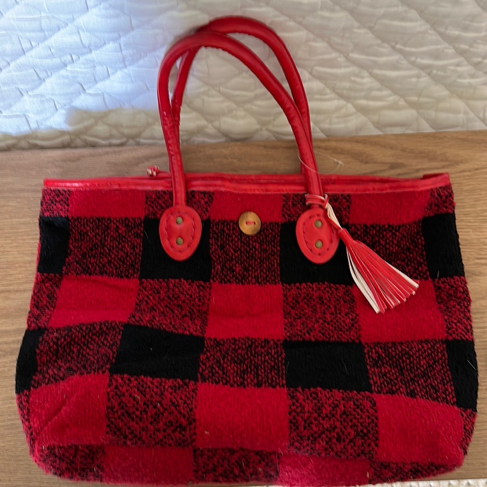 Buffalo plaid tote bag